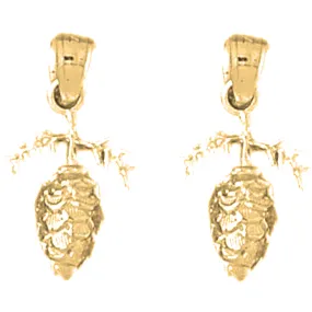 14K or 18K Gold 3D Pine Cone Earrings