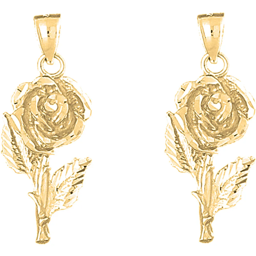 14K or 18K Gold Rose Flower Earrings