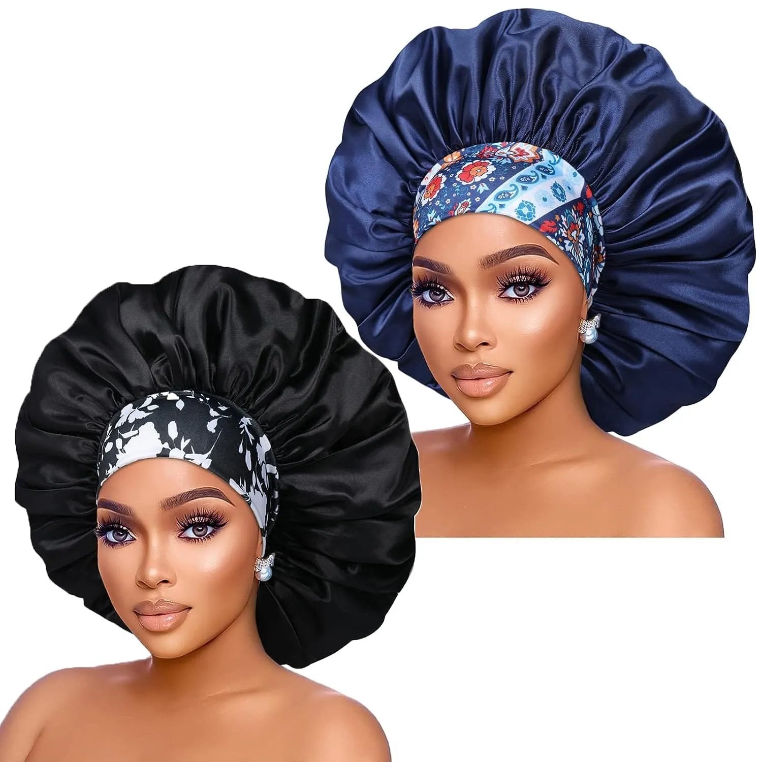 2-Pack: Extra Large Satin Bonnets for Sleeping