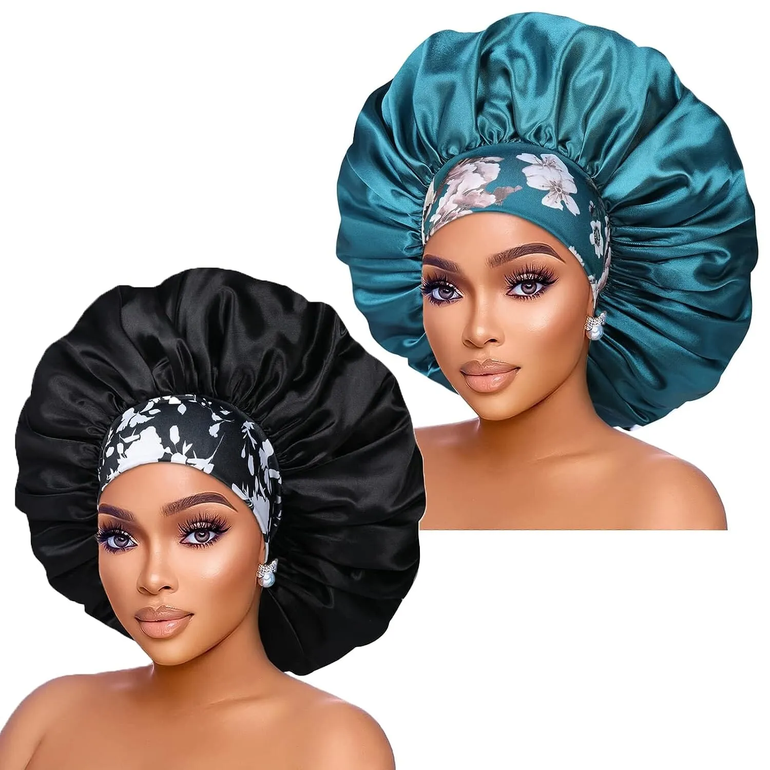 2-Pack: Extra Large Satin Bonnets for Sleeping