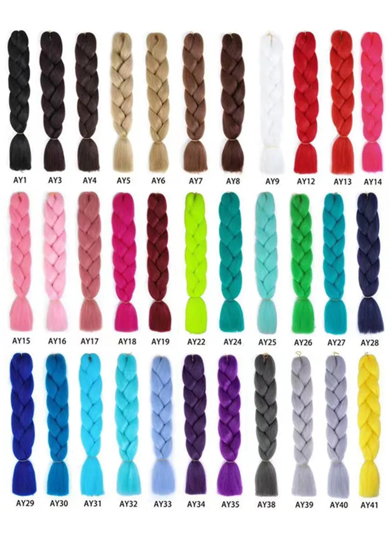 24" Festival Jumbo Braiding Synthetic Hair Extensions - Single Colors