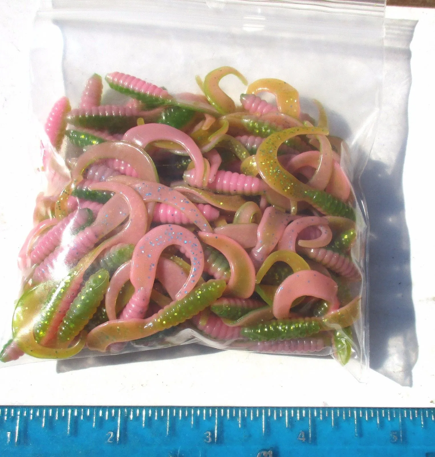 35 ct Cam's Pink Green Shrimp  2" Curly Tail Soft Crappie Jig & Trout/Bream Lures,Panfish