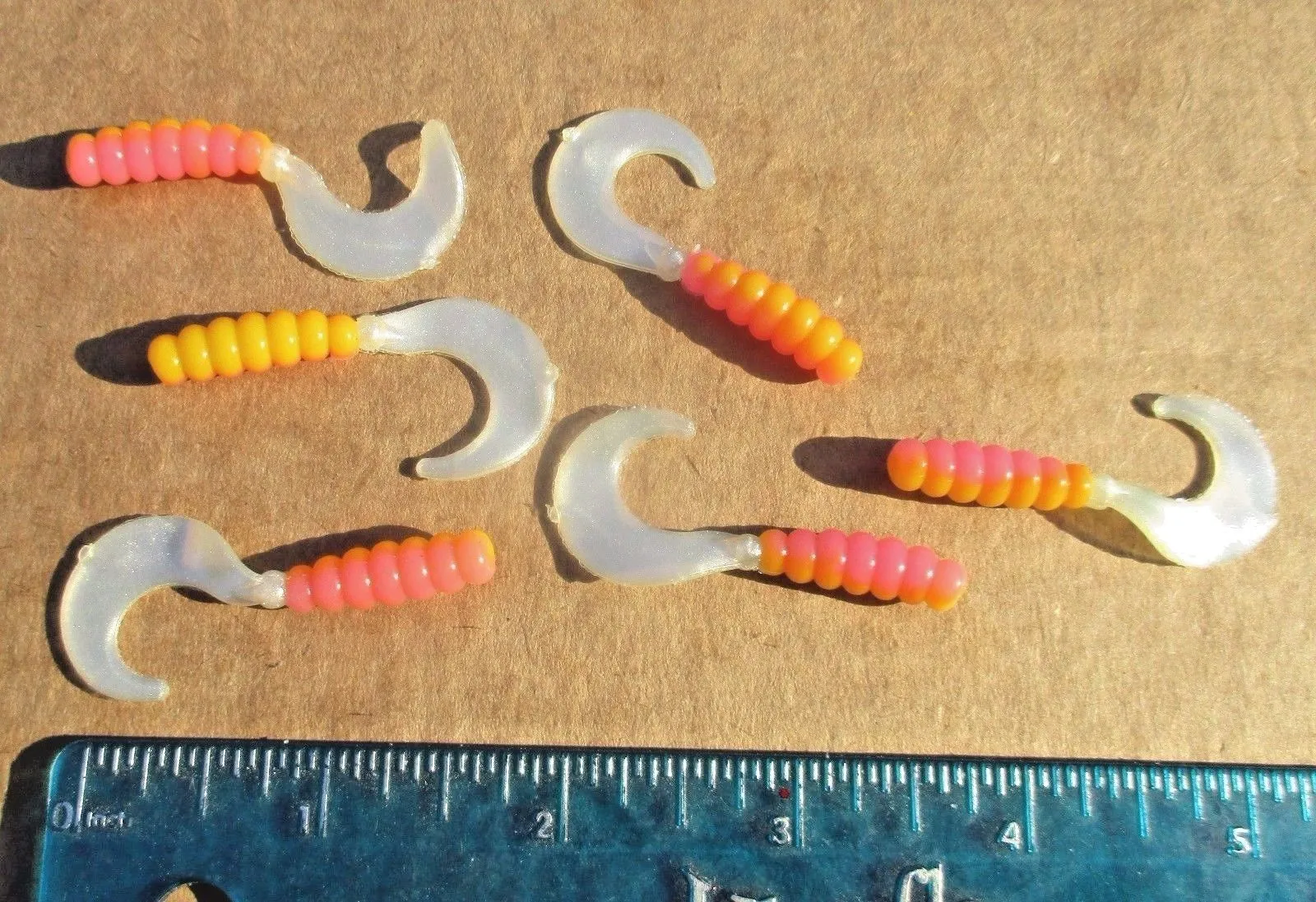 35ct. Cam's Candy Corn w/PEARL TAIL 2" Curly Tail Soft Crappie Jig &Trout/Bream Lures