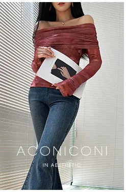 Aconiconi Elegant Jean Retro High Waist Elastic Slim Fit Mermaid Flared Pants- Land Mermaid