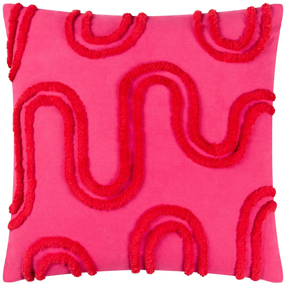 Archie Tufted Cushion Pink/Red