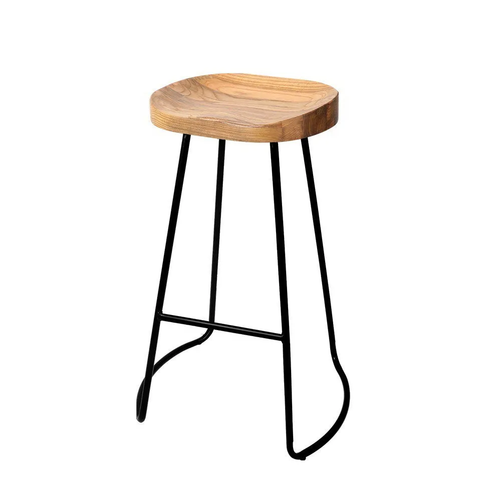 Artiss Set of 2 Wooden Backless Bar Stools - Natural