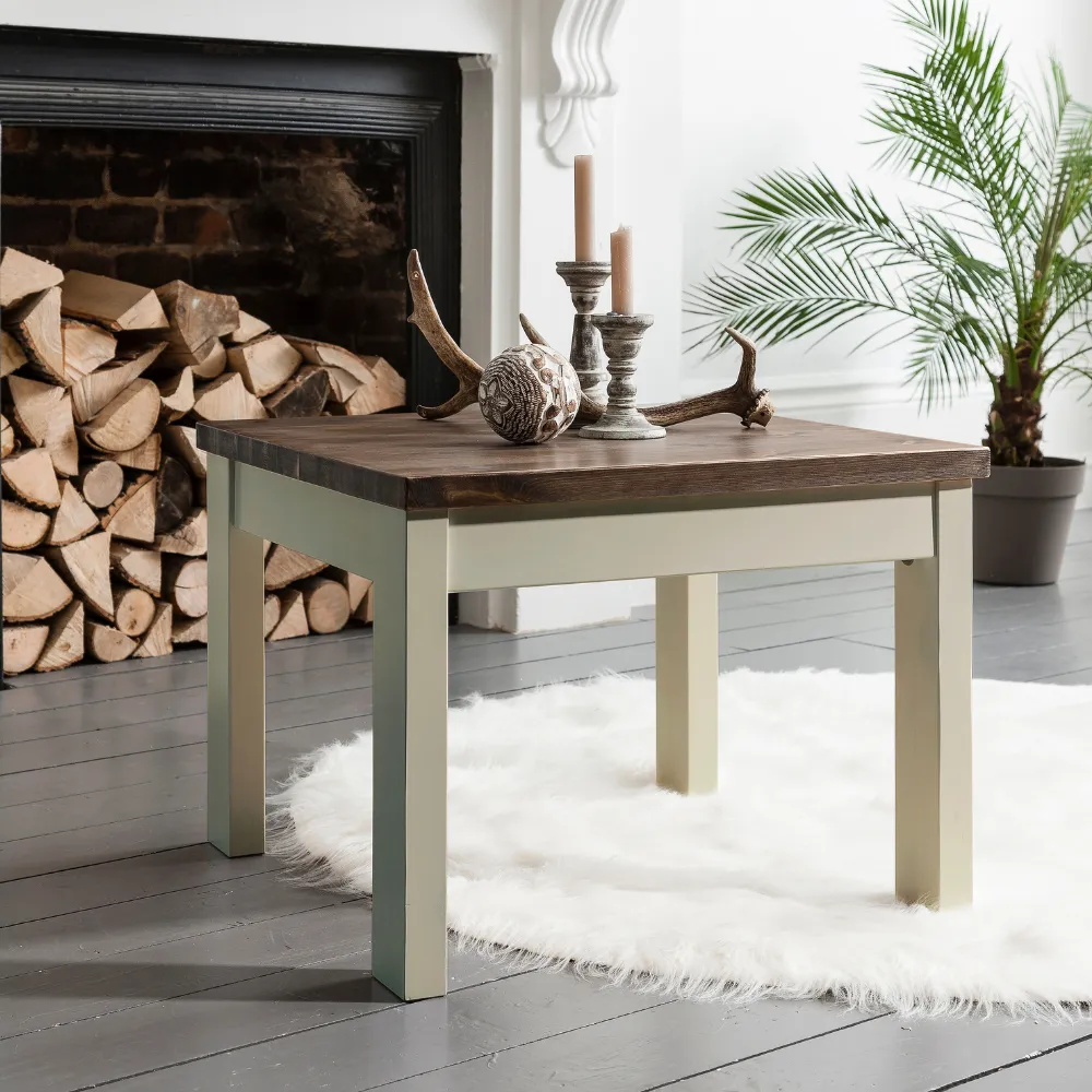 Coffee Table Canterbury Square in Grey and Dark Pine