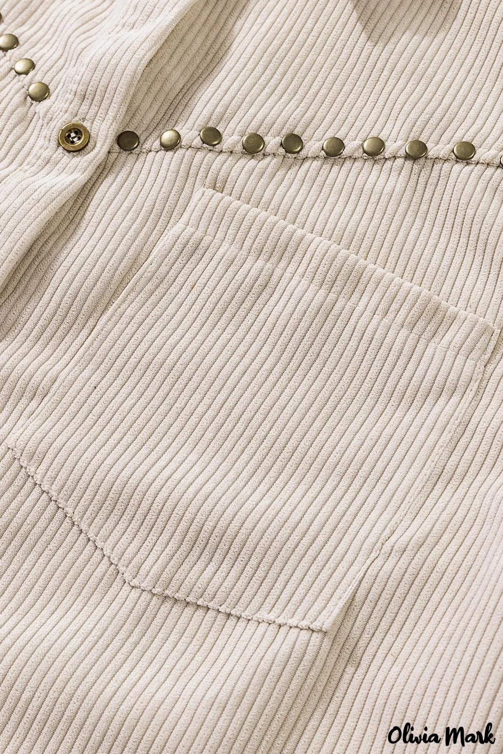 Deanwangkt - Beige corduroy buttoned long sleeve shirt with pockets