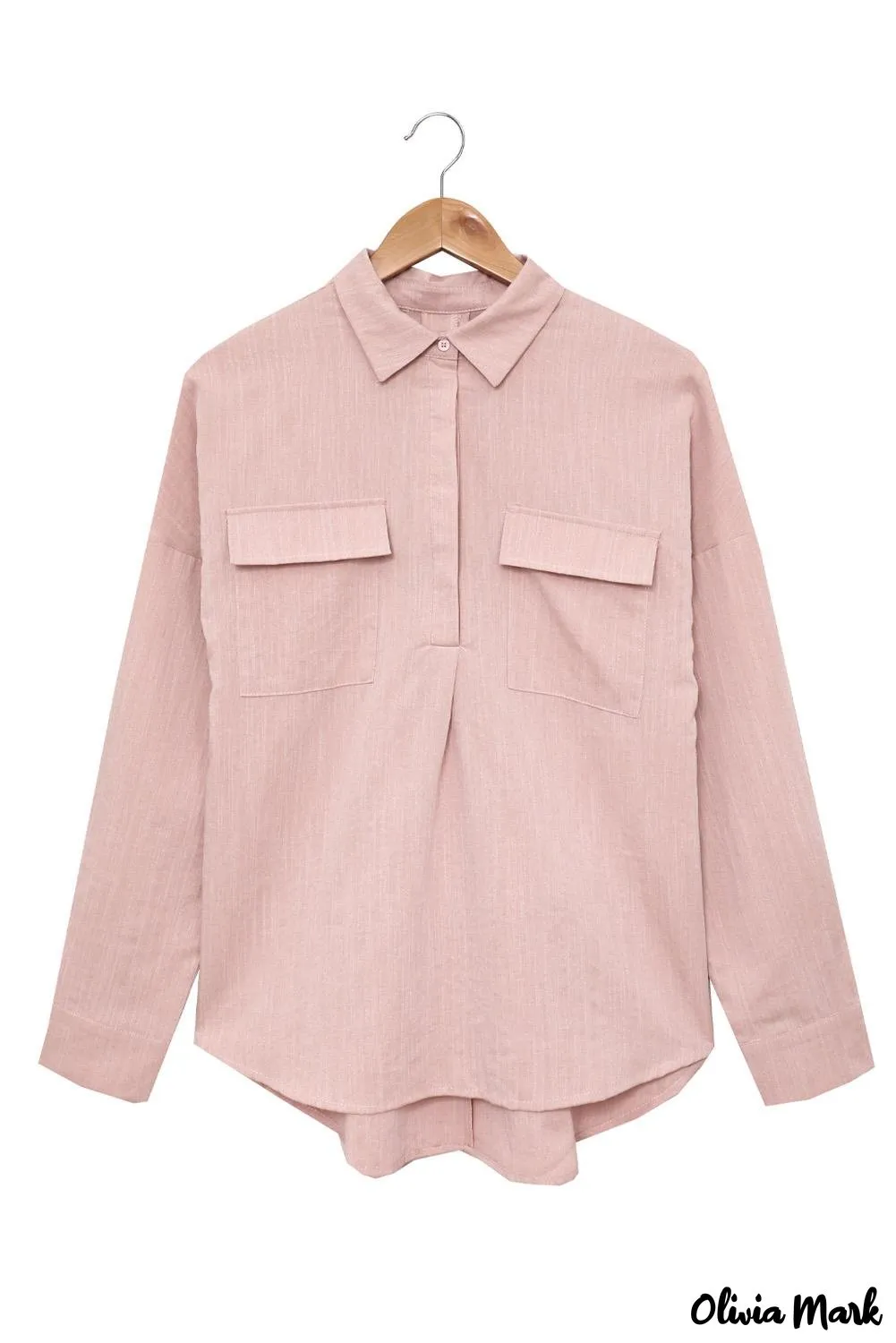 Deanwangkt - Khaki button down long sleeve shirt with pocket