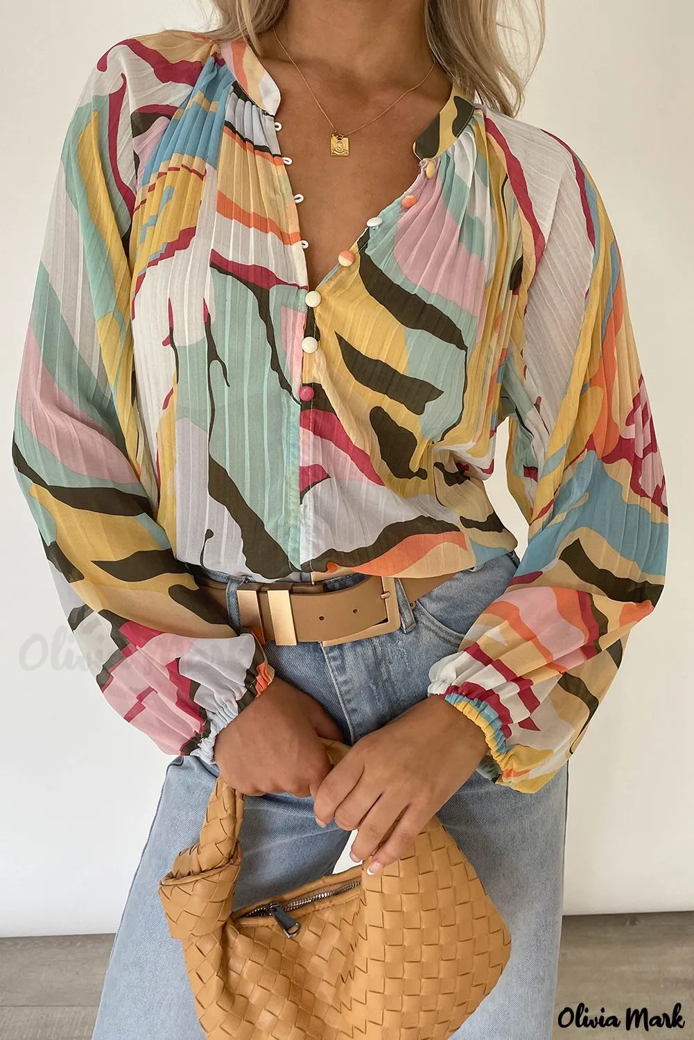 Deanwangkt - Multicolor Crinkle Long Sleeve Tropical Fish Skin Shirt