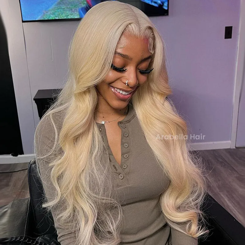 Easily Redyed 613 Silky Straight 6x5 Closure Lace Glueless Mid Part Long Wig 100% Virgin Human Hair