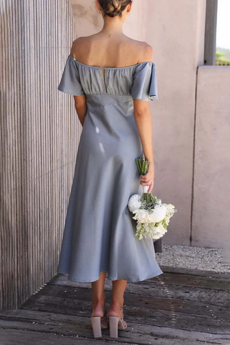 Elegant Solid Flounce V Neck A Line Dresses