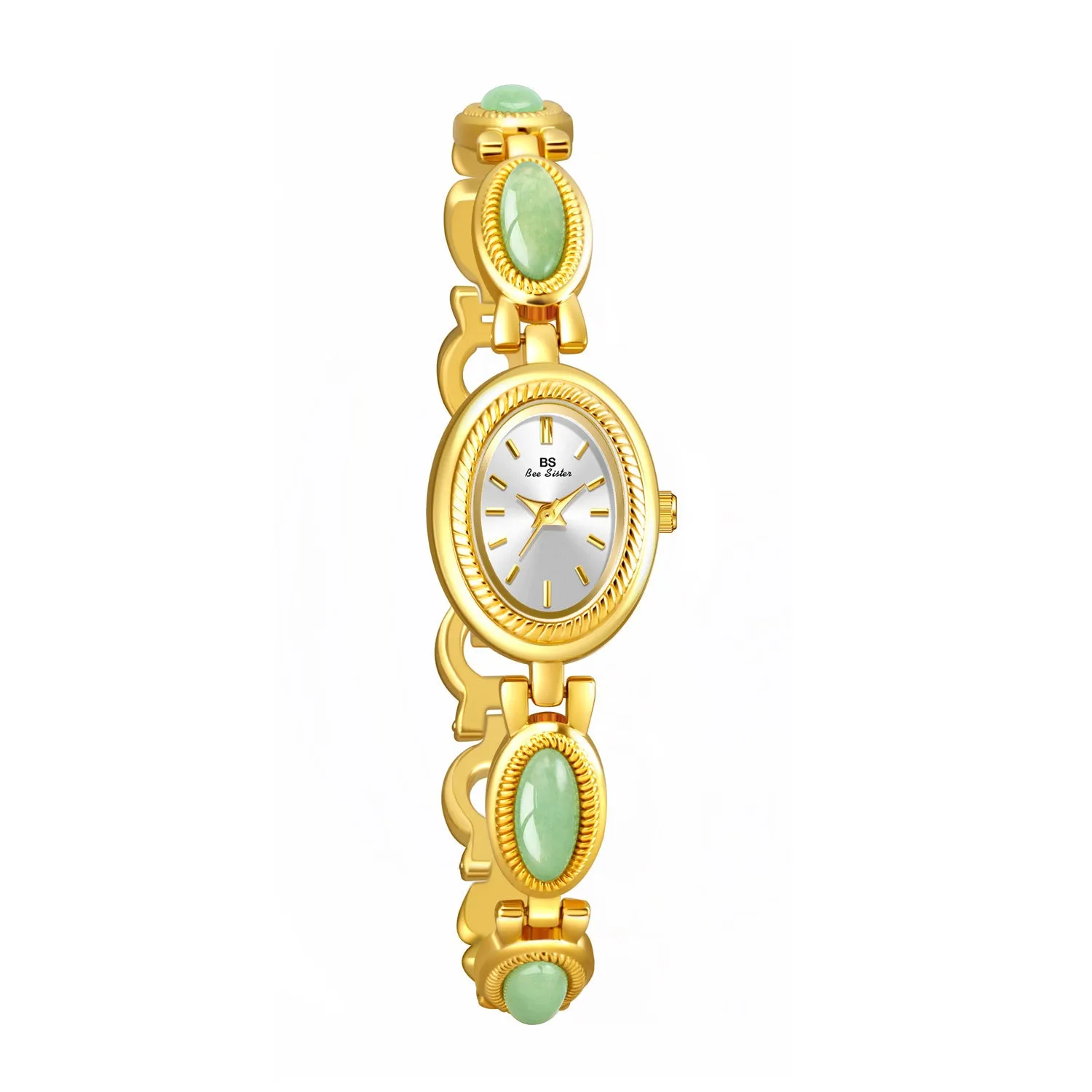 Elegant Women's Retro Jade Bracelet Watch - Luxury Waterproof Quartz Timepiece with Advanced Chain Design