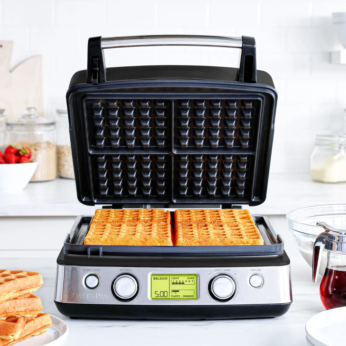 Elite Ceramic Nonstick 4-Square Waffle Maker | Black