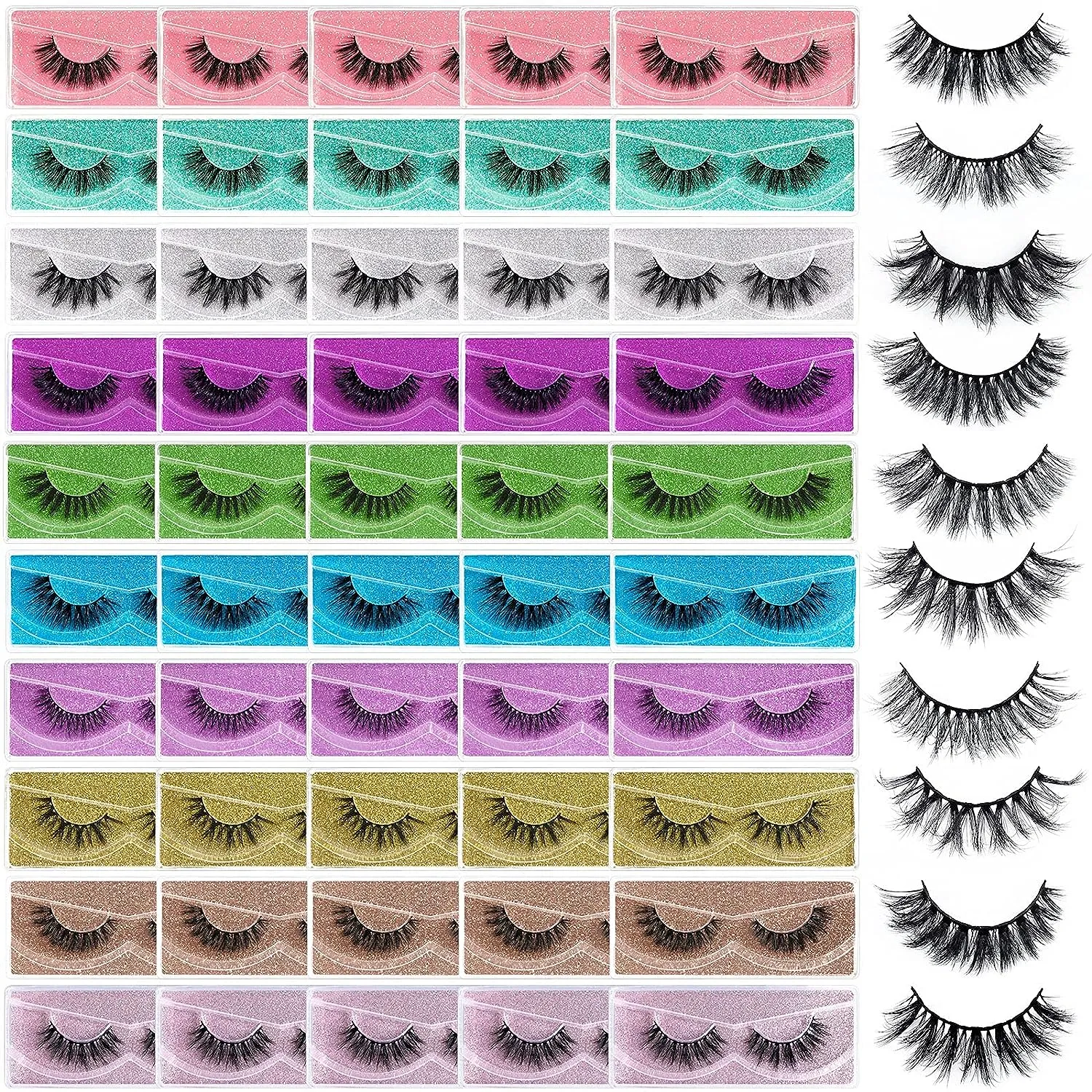 Eyelashes - Mix 10 Styles 100 pairs Mink Natural Look Eyelash