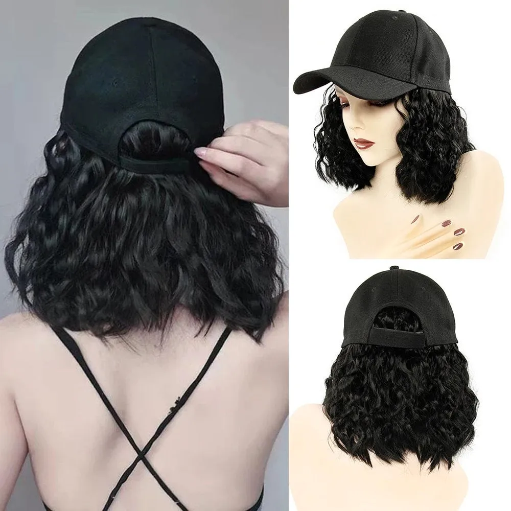 Hat Wig | Hat With Curly Hair Attached | Chemo Hat with Hair | Alopecia hair | Hair Loss Hat For Cancer Paitients | Short Hair Wig