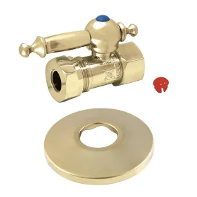 Kingston Brass 1/2-Inch FIP X 1/2-Inch or 7/16-Inch Slip Joint Quarter-Turn Straight Stop Valve with Flange