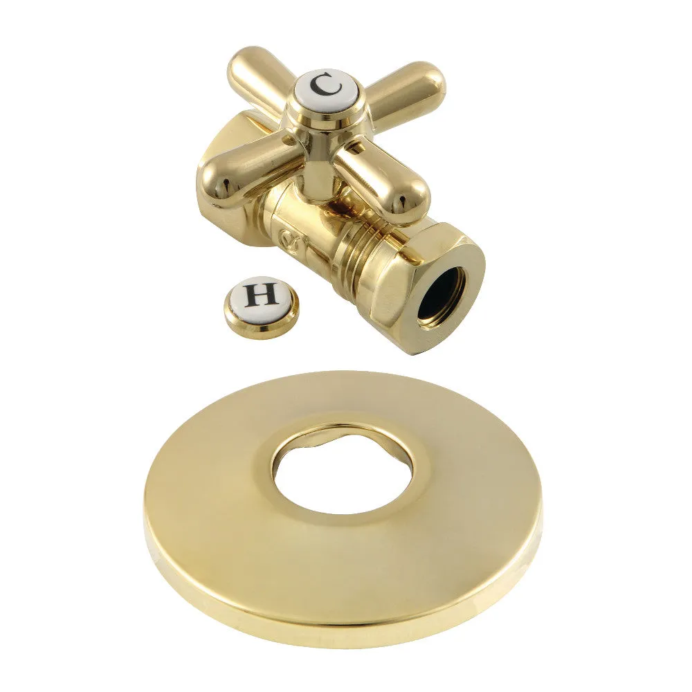 Kingston Brass 1/2-Inch FIP X 1/2-Inch or 7/16-Inch Slip Joint Quarter-Turn Straight Stop Valve with Flange