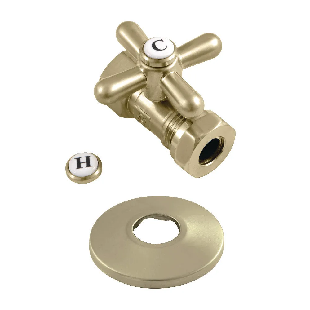 Kingston Brass 1/2-Inch FIP X 1/2-Inch or 7/16-Inch Slip Joint Quarter-Turn Straight Stop Valve with Flange