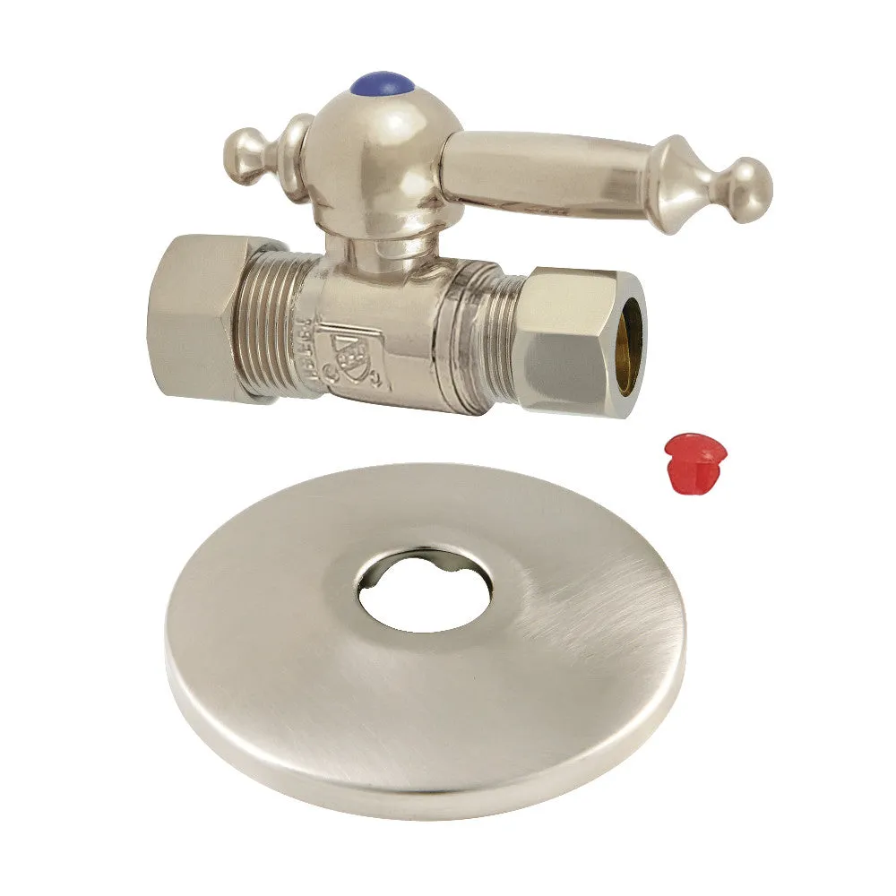 Kingston Brass 5/8-Inch OD X 1/2-Inch OD Comp Quarter-Turn Straight Stop Valve with Flange