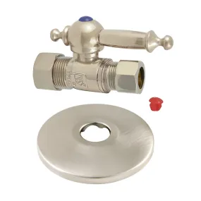 Kingston Brass 5/8-Inch OD X 1/2-Inch OD Comp Quarter-Turn Straight Stop Valve with Flange