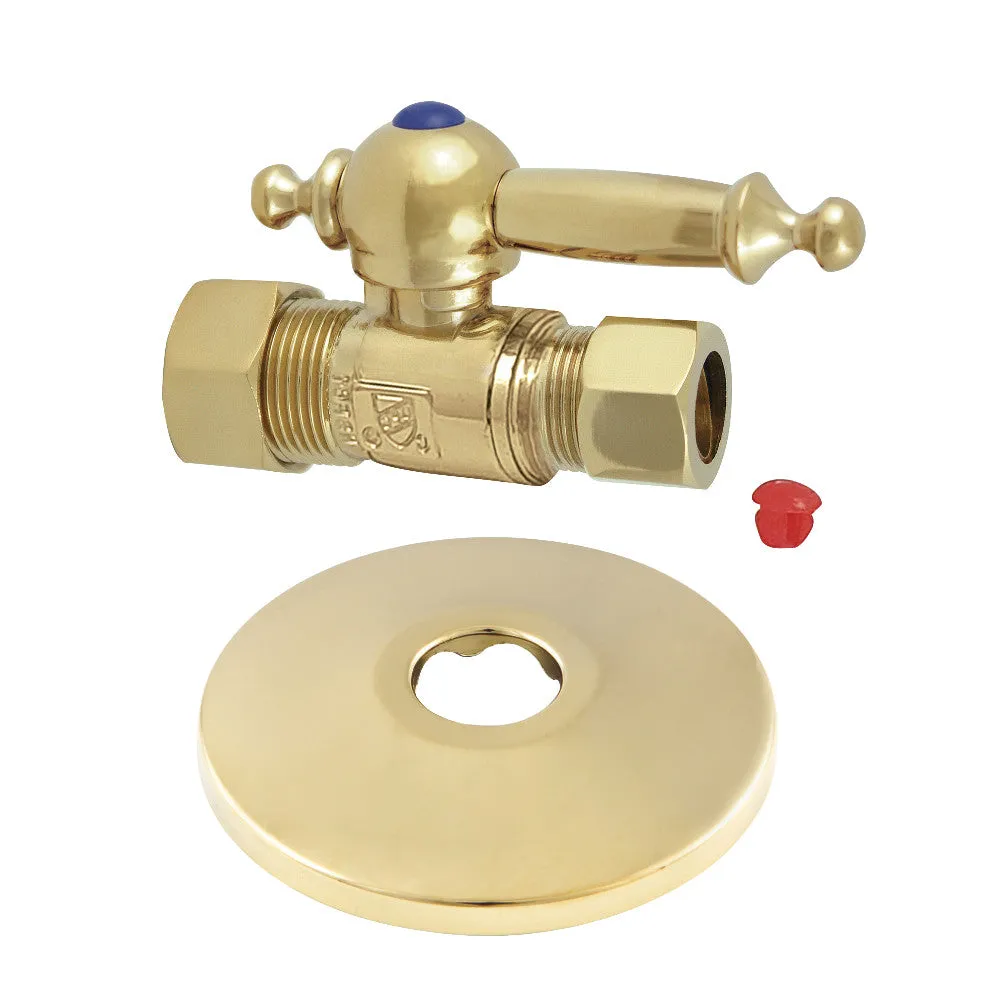 Kingston Brass 5/8-Inch OD X 1/2-Inch OD Comp Quarter-Turn Straight Stop Valve with Flange