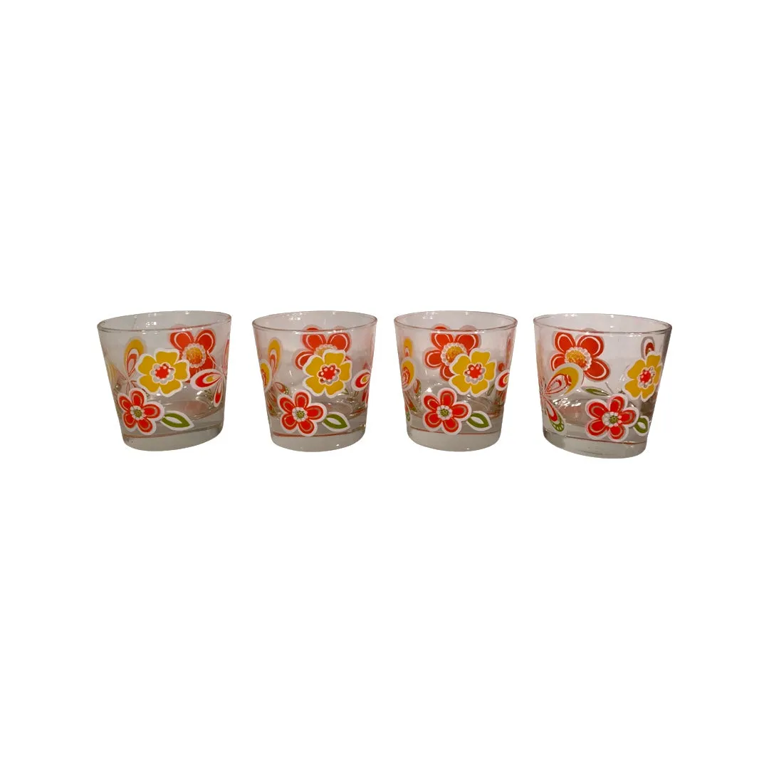 Libbey Retro Butterfly and Flower Cocktail Glasses (Set of 4)