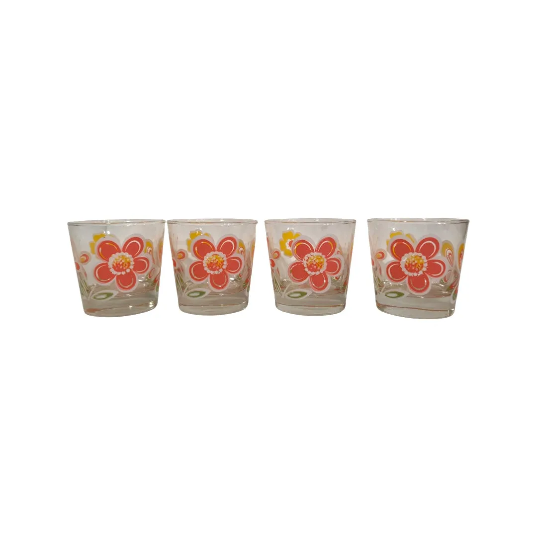 Libbey Retro Butterfly and Flower Cocktail Glasses (Set of 4)