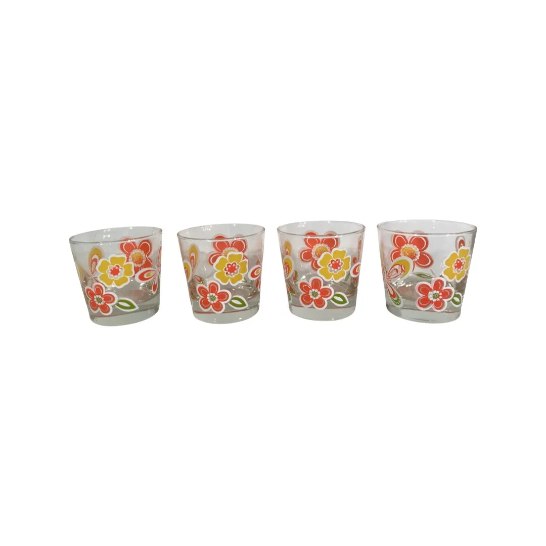 Libbey Retro Butterfly and Flower Cocktail Glasses (Set of 4)