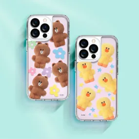 Line Friends Fluffy Pattern Hologram Mirror Case Cover