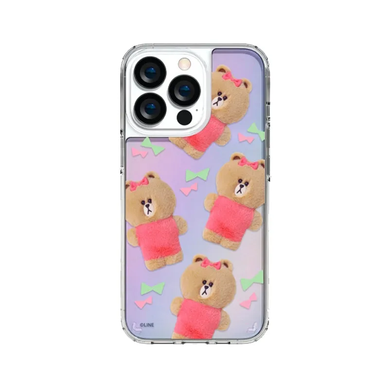 Line Friends Fluffy Pattern Hologram Mirror Case Cover