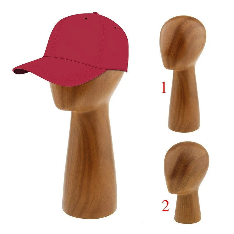 Mannequin Head Hat Display  - Wooden Style - Unisex Featureless Adult - Styling Head Canvas Wig Making Hat Display