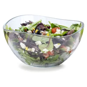 Medium Clear Glass Wavy Serving Mixing Bowl, 4"H, 63.5 oz