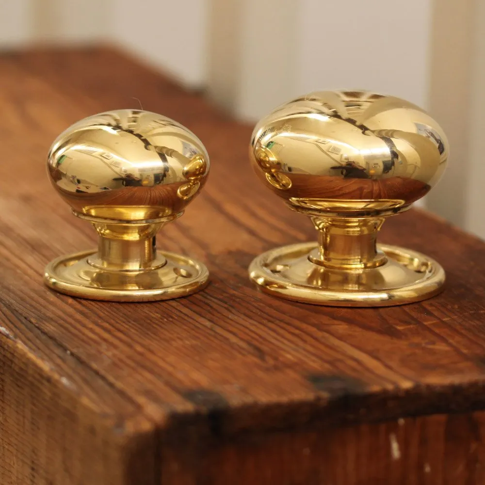 Polished Brass Cottage Bun Door Knobs - Small