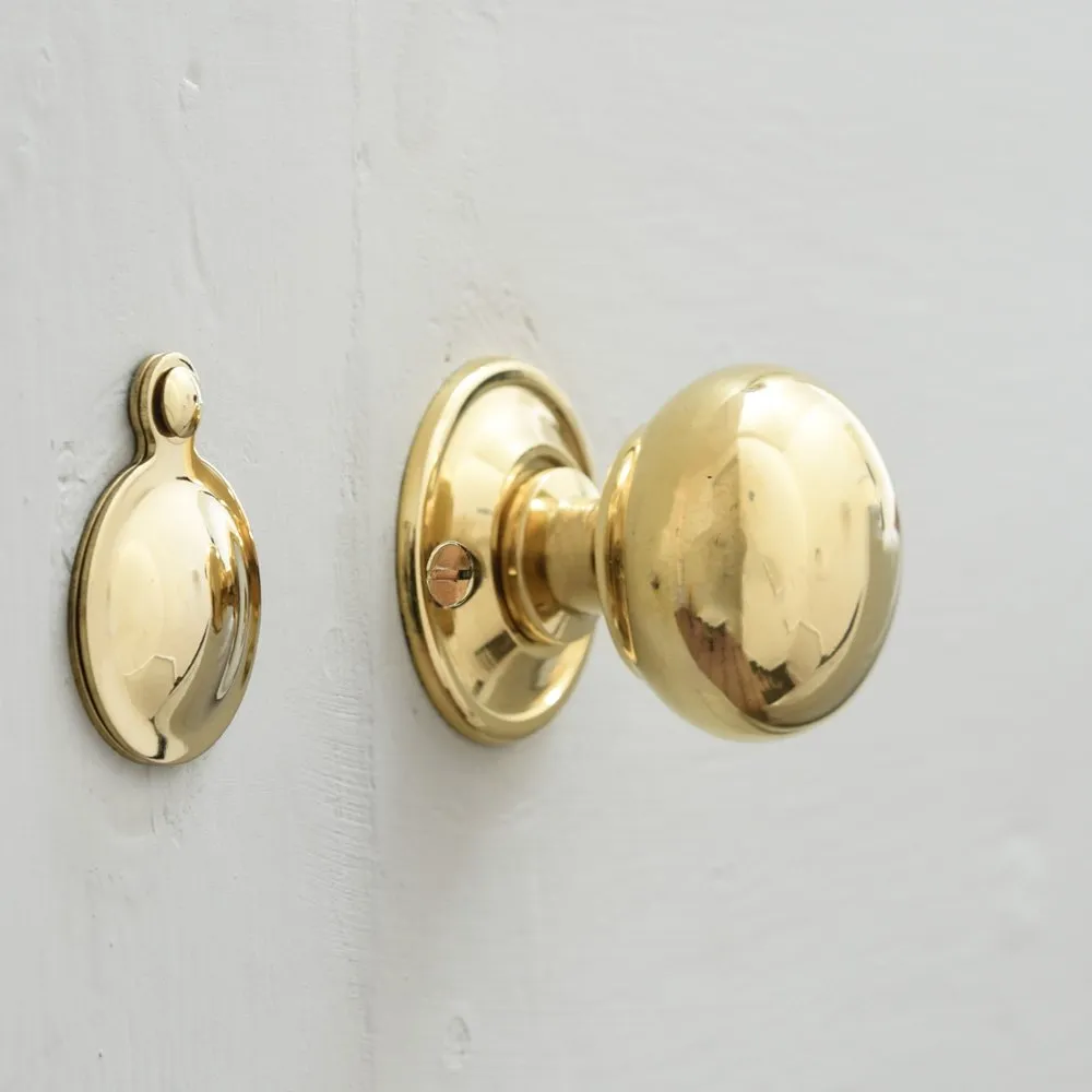 Polished Brass Cottage Bun Door Knobs - Small