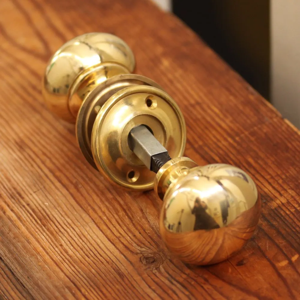 Polished Brass Cottage Bun Door Knobs - Small