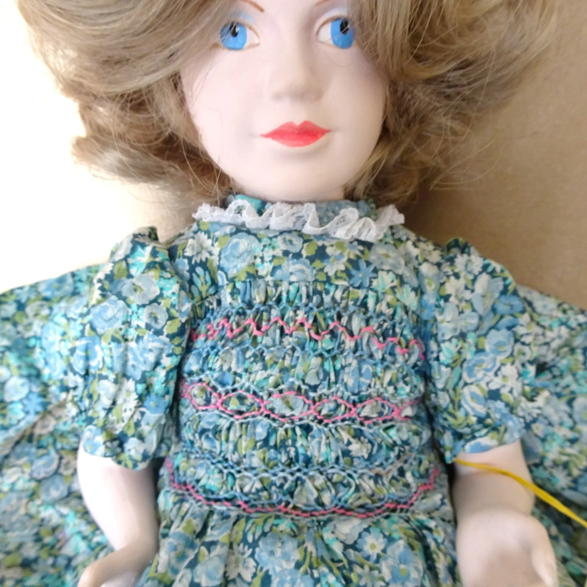 RARE Princess Elizabeth Peggy Nesbit Doll, Liberty of London Smocked Dress ,Replica Straw Hat, Royalty Doll QE II