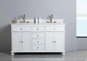 Rubeza 1500mm Didim Vanity Unit with Calacatta Quartz Top - White & Gold