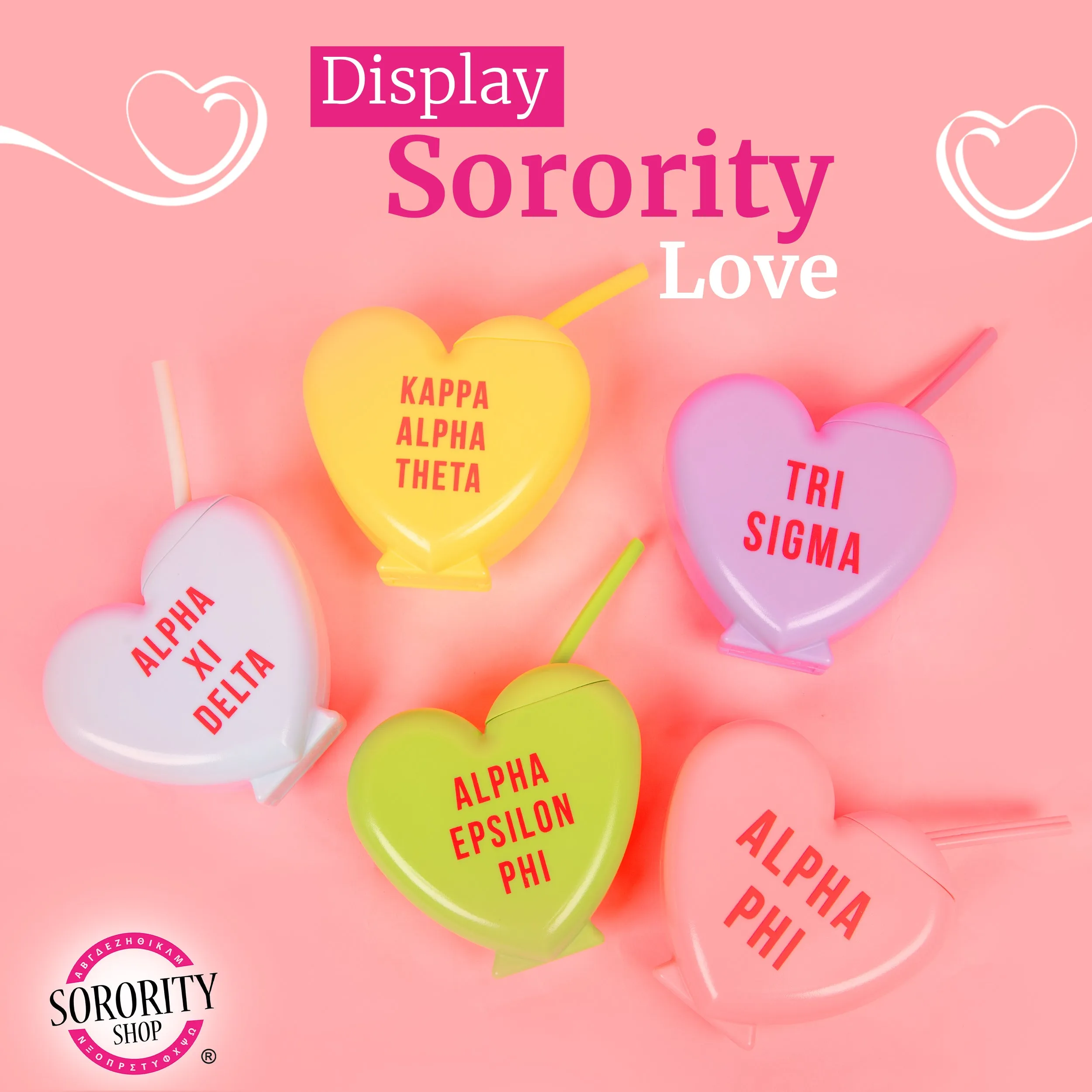 Sorority "Little" Tumbler- Candy Heart Shaped