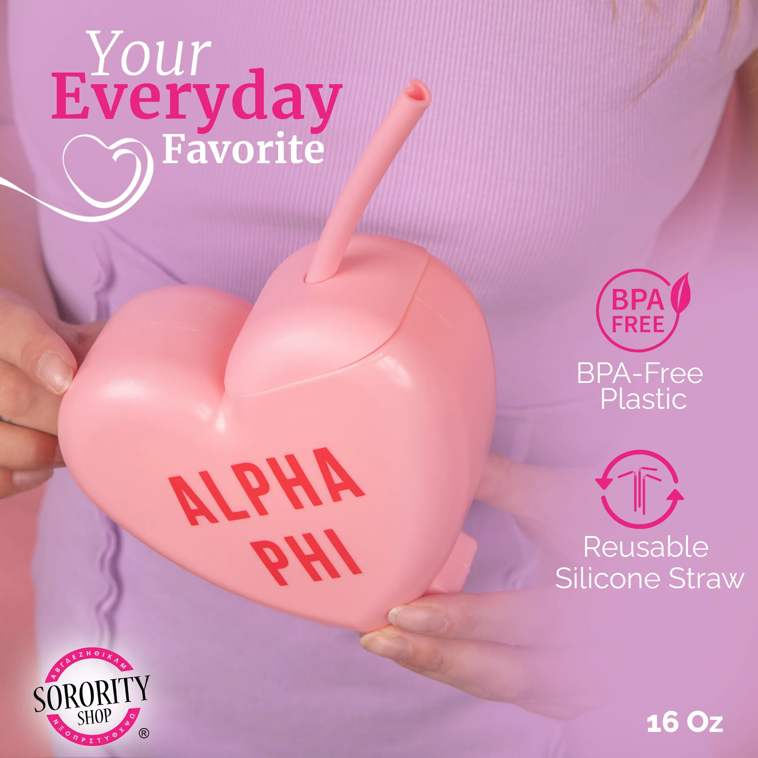 Sorority "Little" Tumbler- Candy Heart Shaped