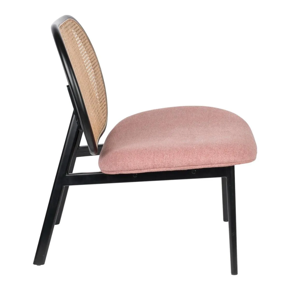 SPIKE armchair pink with rattan backrest