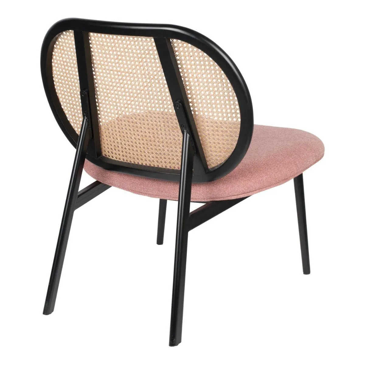 SPIKE armchair pink with rattan backrest