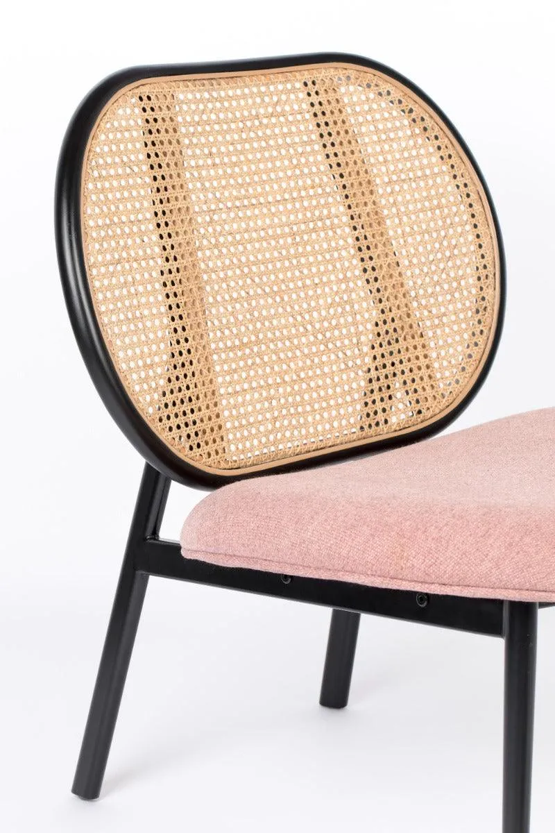 SPIKE armchair pink with rattan backrest