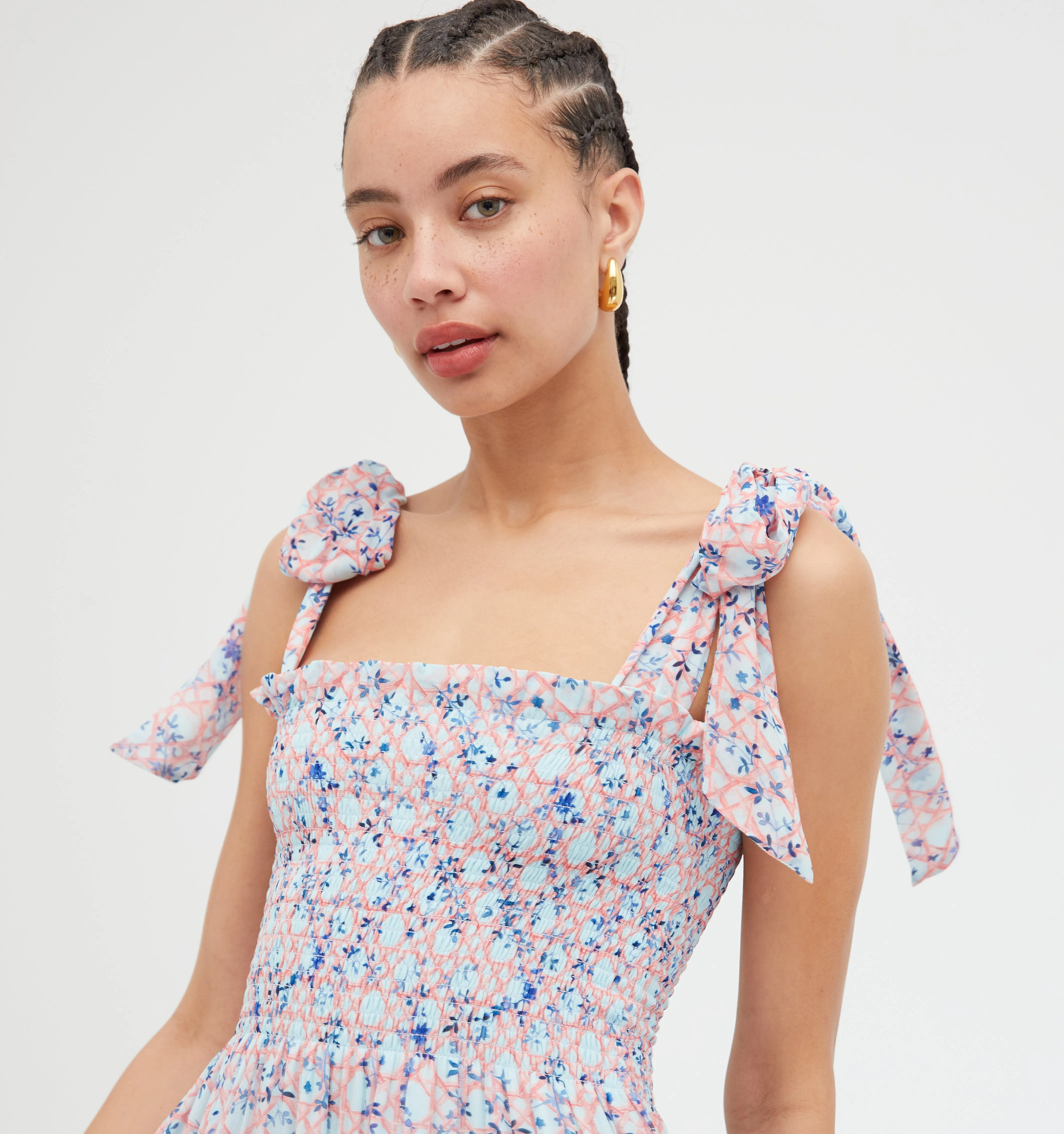 The Ribbon Ellie Nap Dress - Pink Basketweave Vine