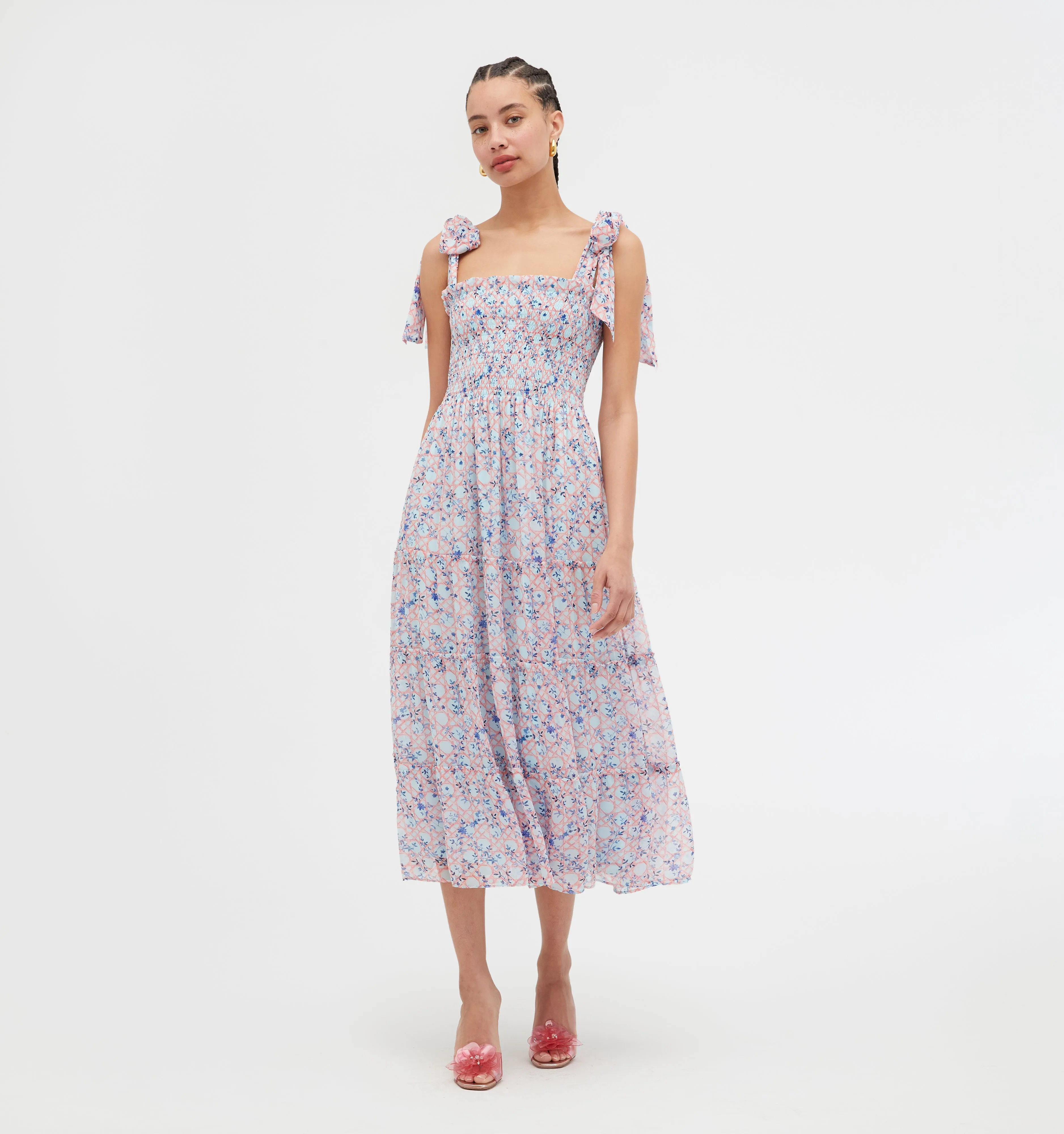 The Ribbon Ellie Nap Dress - Pink Basketweave Vine